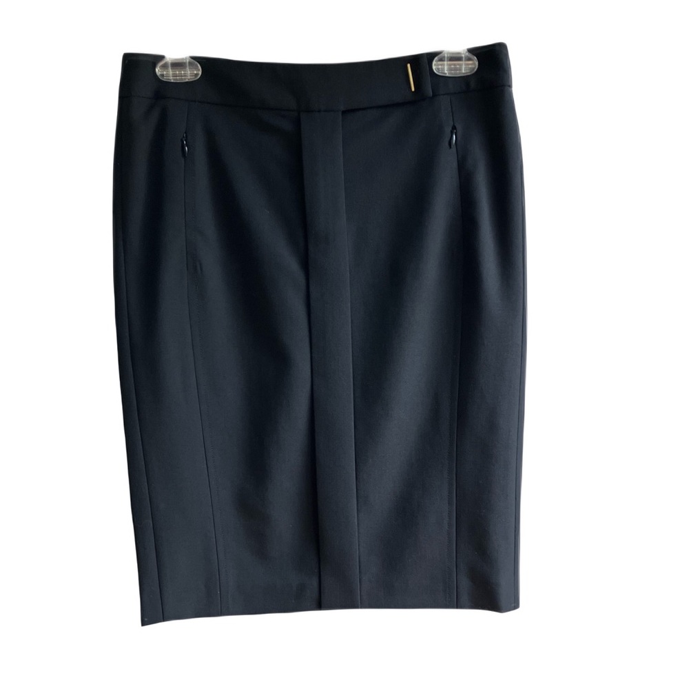 Gerard Darel Black Pencil Skirt Size 36 Wool Suit Gold Hardware Pockets Office